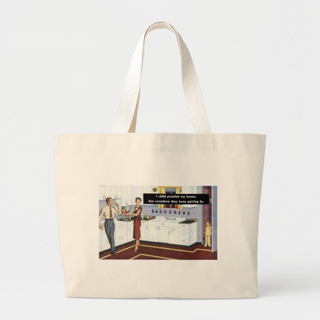 Bolso De Tela Gigante Cocina de prueba para niños - Gracioso retro vinta (Frente)