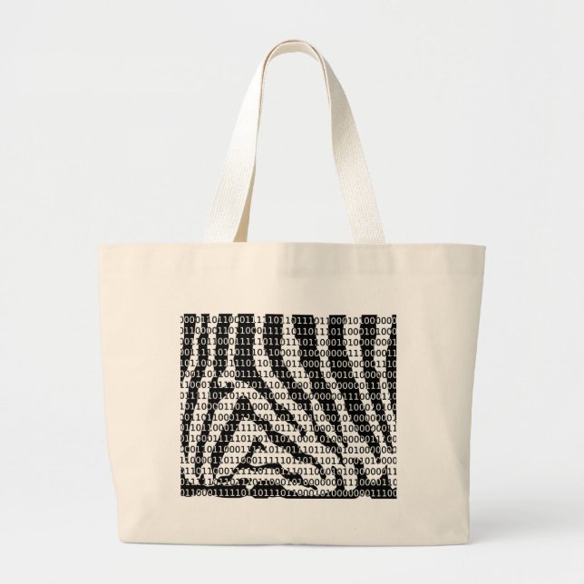 Bolso De Tela Gigante Código binario de cebra negra y blanca (Frente)
