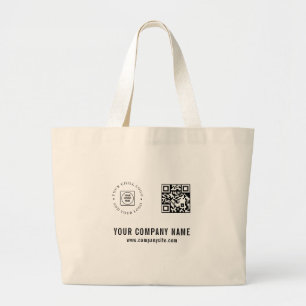Bolso De Tela Gigante Código QR de texto de marca de logotipo personaliz