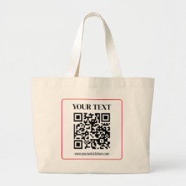Bolso De Tela Gigante Código QR simple con borde rojo