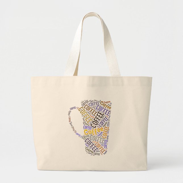 Bolso De Tela Gigante Coffee Mug Word Art (Frente)