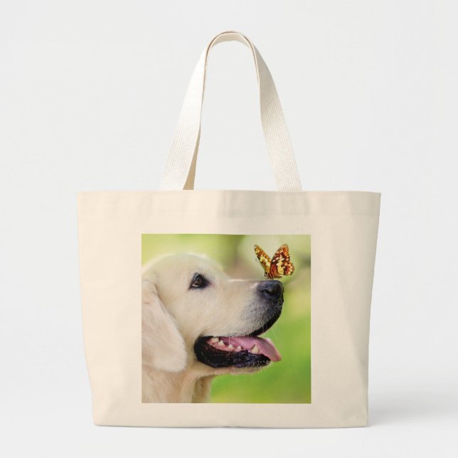 Bolso De Tela Gigante Cojín decorativo De Labrador Y Mariposa (Frente)