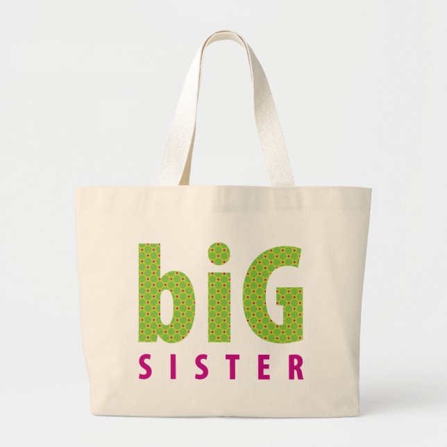 Bolso De Tela Gigante COLECCIÓN DE SIBLINGS - hermana mayor {lime} (Frente)