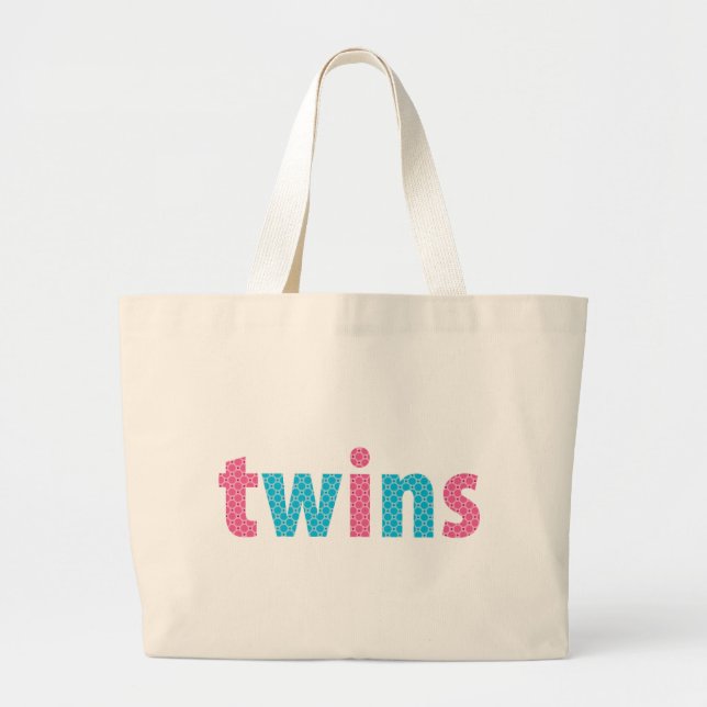 Bolso De Tela Gigante COLECCIÓN DE TWINS - mixto {aqua + rosa} (Frente)