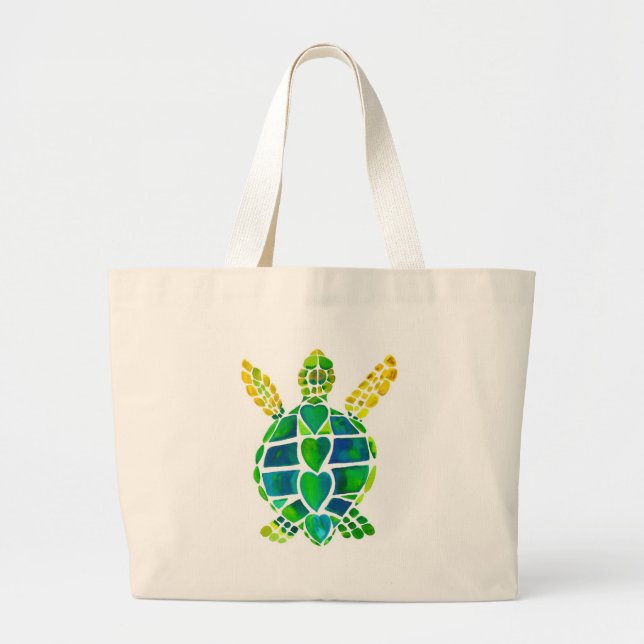 Bolso De Tela Gigante Colección del amor de la tortuga de mar (Frente)