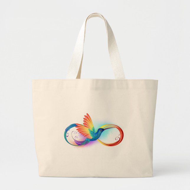 Bolso De Tela Gigante Colibrí arcoiris con símbolo Infinity (Frente)