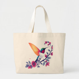 Bolso De Tela Gigante Colibrí con flores