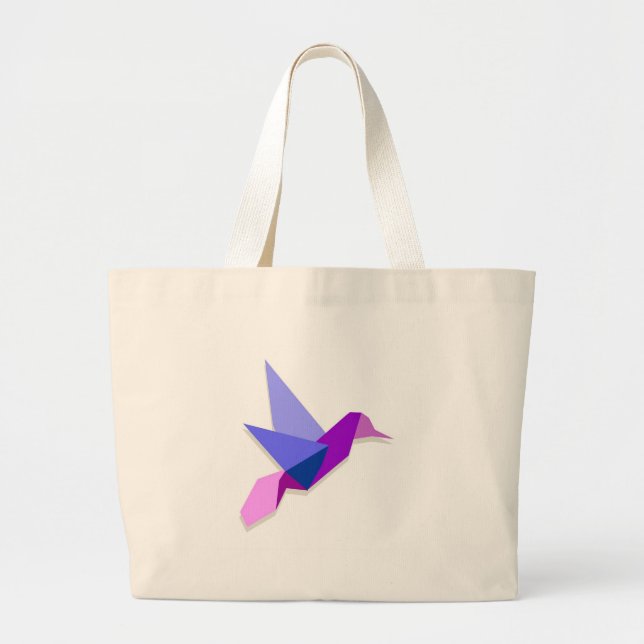 Bolso De Tela Gigante Colibrí de Origami (Frente)