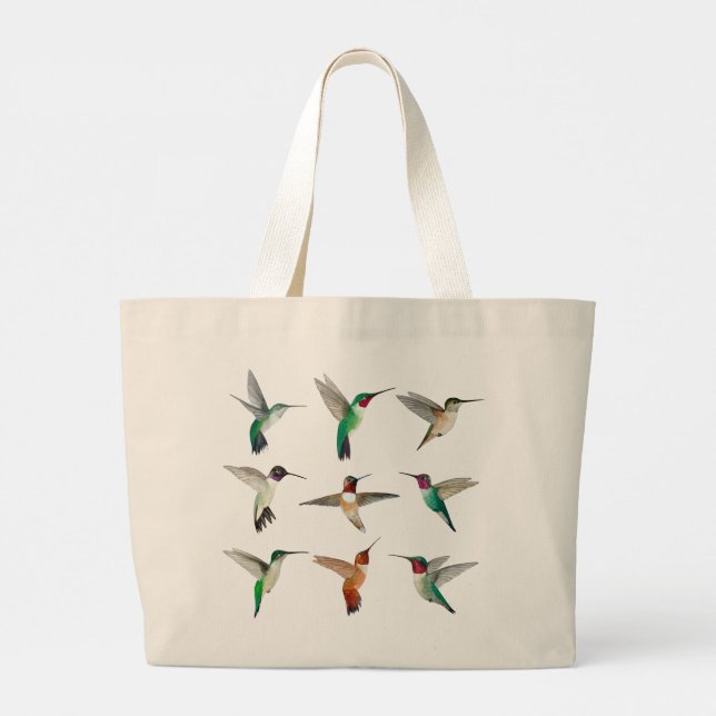 Bolso De Tela Gigante Colibríes de Norteamérica (Reverso)