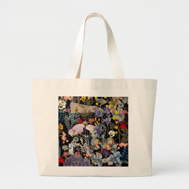 Bolso De Tela Gigante Collage de Flor silvestre (Frente)