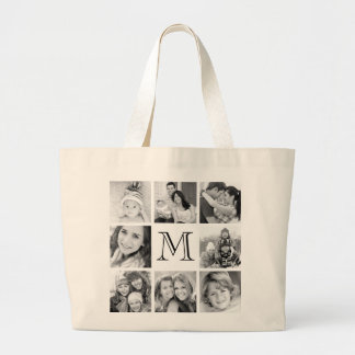Bolso De Tela Gigante Collage de fotos monograma personalizado