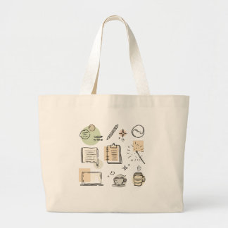 Bolso De Tela Gigante Collage de herramientas e íconos creativos – Dibuj