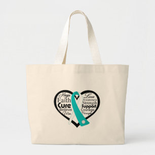 Bolso De Tela Gigante Collage de la cinta del corazón del cáncer de