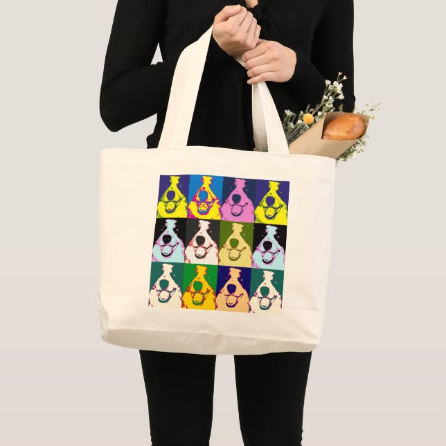 Bolso De Tela Gigante Collie Retro Border Collie Pop Art (Anverso (producto))
