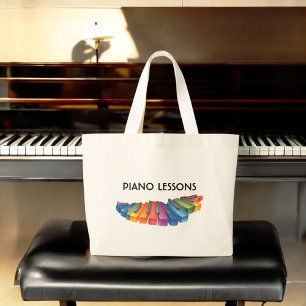 Bolso De Tela Gigante Colorido Tote de música para estudiantes de piano