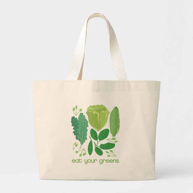 Bolso De Tela Gigante Coma su lechuga mezclada los verdes (Frente)