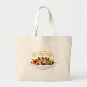 Bolso De Tela Gigante Coma tus verduras Cita cuenco de ensaladas frescas