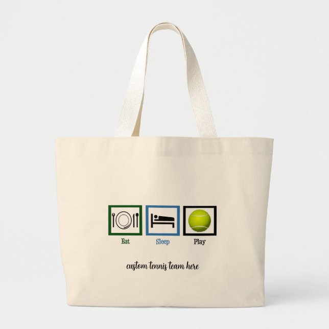 Bolso De Tela Gigante Comer Sleep Play Tennis (Frente)
