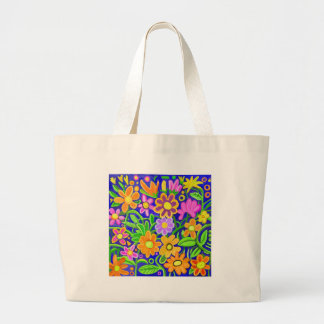 Bolso De Tela Gigante Composición floral pintada