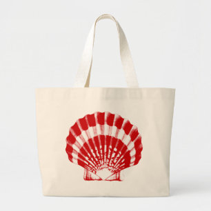 Bolso De Tela Gigante Concha de foca - rojo profundo y blanco
