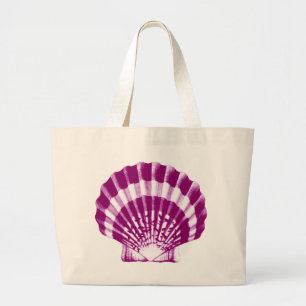 Bolso De Tela Gigante Concha de mar - morado y blanco