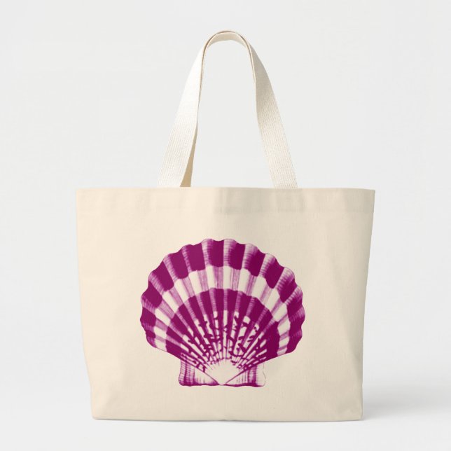 Bolso De Tela Gigante Concha de mar - morado y blanco (Frente)