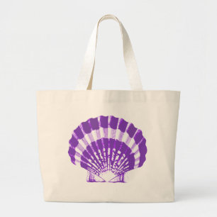Bolso De Tela Gigante Concha de mar: violeta y blanca