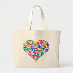 Bolso De Tela Gigante Confeti del corazón del arco iris