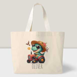 Bolso De Tela Gigante Cool Trex Granjero de Dinosaurios Conduciendo Trac