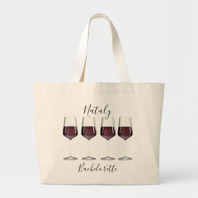 Bolso De Tela Gigante Copas de vino tinto para despedida de soltera (Frente)