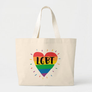 Bolso De Tela Gigante Corazón arcoiris LGBT