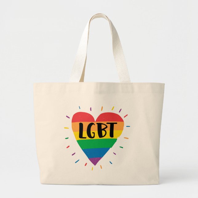 Bolso De Tela Gigante Corazón arcoiris LGBT (Frente)