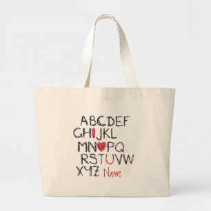 Bolso De Tela Gigante Corazón de ABC I que usted personalizó