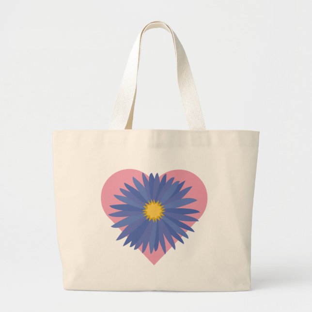 Bolso De Tela Gigante Corazón de flores (Frente)