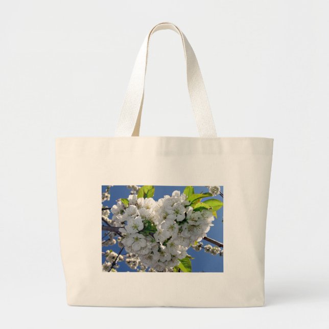 Bolso De Tela Gigante Corazón de flores de cerezo (Frente)