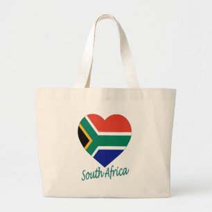 Bolso De Tela Gigante Corazón de la bandera de Suráfrica