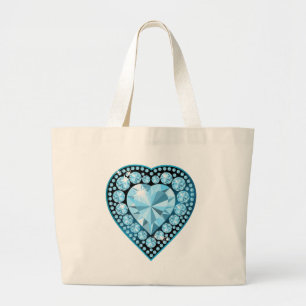 Bolso De Tela Gigante Corazón de la Gema de Topaz Azul