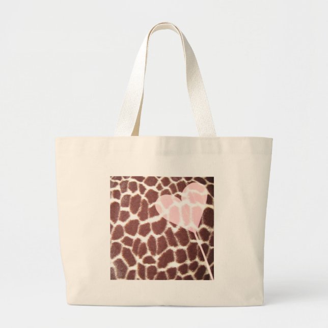 Bolso De Tela Gigante Corazón del estampado de girafa (Frente)