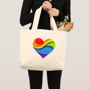 Bolso De Tela Gigante Corazón en forma de SlipperyJoe en capas de arcoír