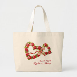 Bolso De Tela Gigante Corazón floral de rosas rojas Corona Elegante Boni