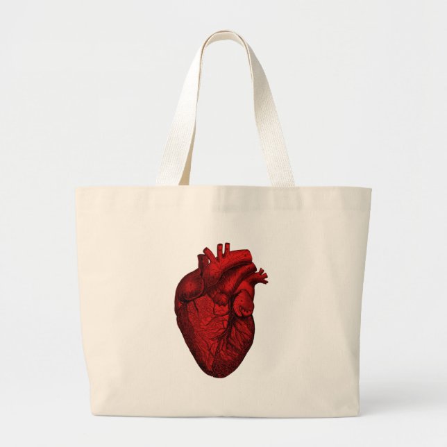 Bolso De Tela Gigante Corazón humano anatómico (Frente)
