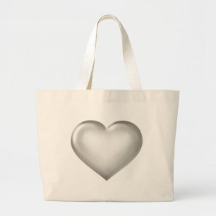 Bolso De Tela Gigante Corazón plateado