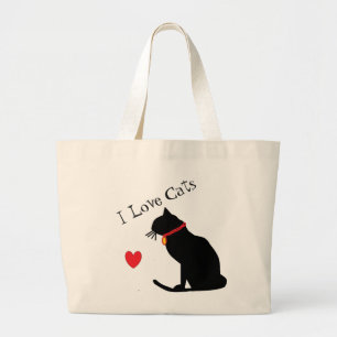 Bolso De Tela Gigante Corazón rojo de los gatos del amor del jumbo I y