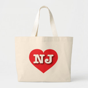 Bolso De Tela Gigante Corazón Rojo de Nueva Jersey - Amo NJ