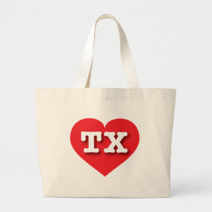 Bolso De Tela Gigante Corazón Rojo de Texas - Amo Texas