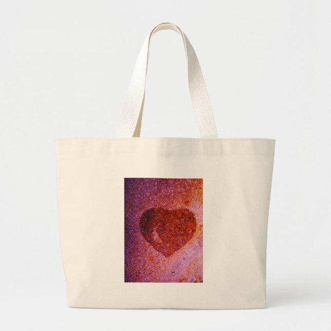 Bolso De Tela Gigante corazón rosa coral (Frente)