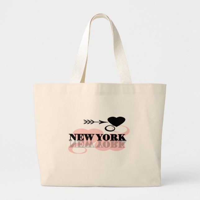 Bolso De Tela Gigante Corazón rosado Nueva York (Frente)