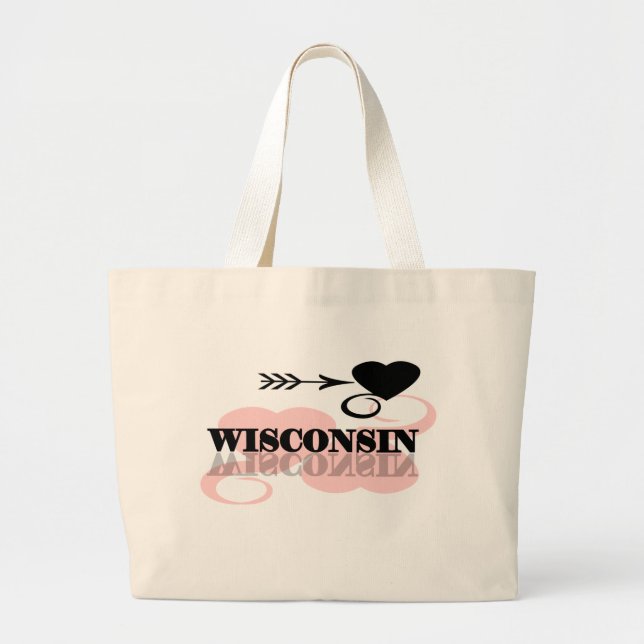 Bolso De Tela Gigante Corazón rosado Wisconsin (Frente)