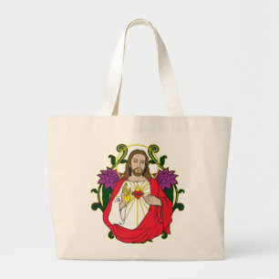Bolso De Tela Gigante Corazón sagrado divino de Jesús