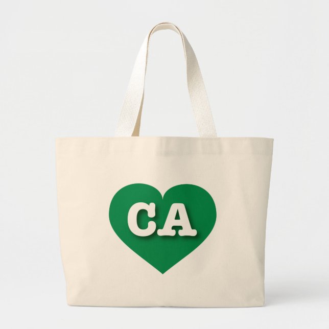 Bolso De Tela Gigante Corazón Verde de California - Amo CA (Frente)